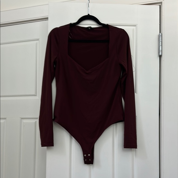 Dynamite Burgundy Long Sleeve Bodysuit - Picture 1 of 2